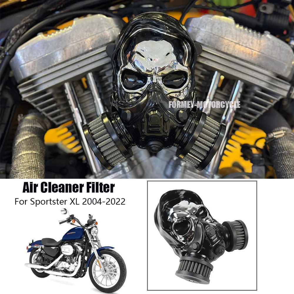 For Harley Sportster XL1200 Sportster XL883 2004-2022 Aluminum Skull High-Flow Air Filter Cleaner System Intake Kit 2004-2022