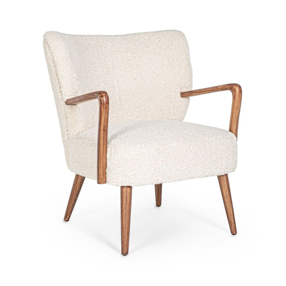 Fauteuil crapaud à accoudoirs en tissu peluche