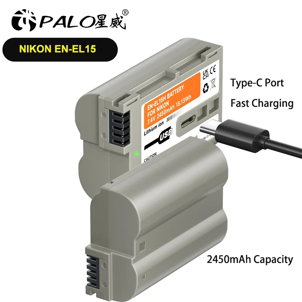 2450 mAh En El15 EN-EL15C für Nikon Akku USB En-El15 Typ C EN-EL15A EN-EL15B Kamera Akku für D750 D810 D7500 D500 D600 Image