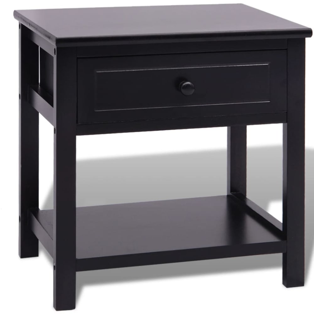 Table de chevet bois noir 40x29x42 cm