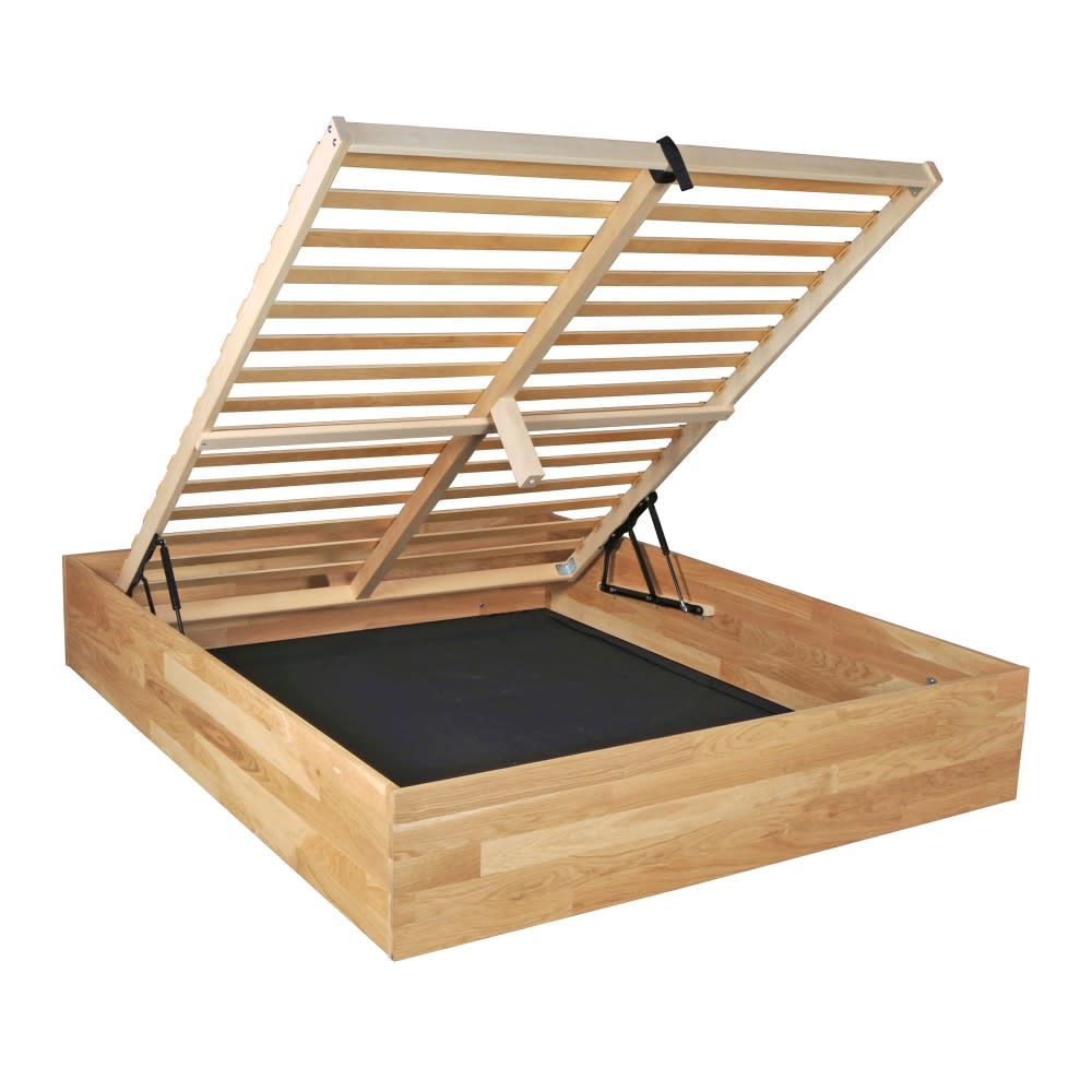 Lit coffre en hêtre massif huilé 160x200 cm