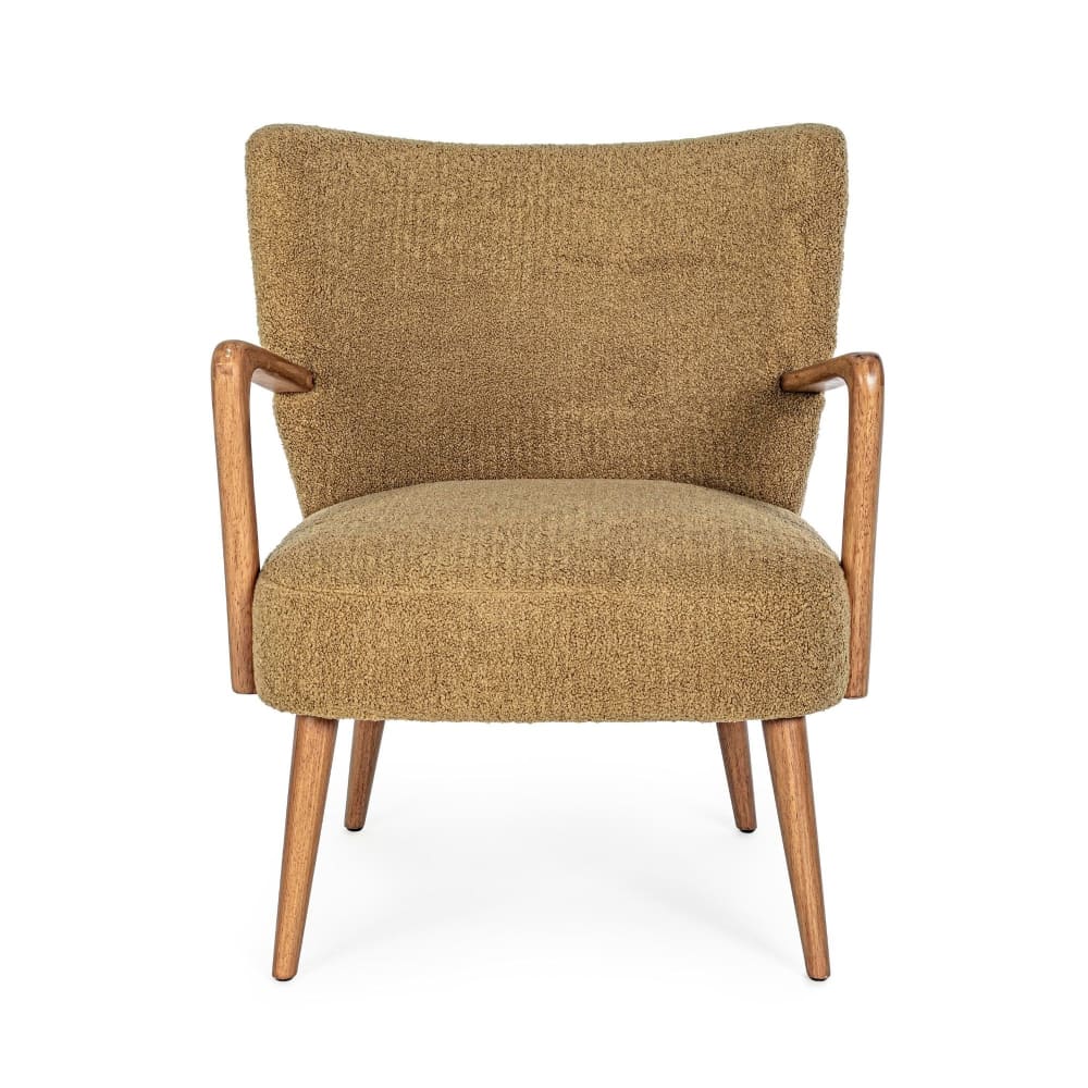 Fauteuil crapaud à accoudoirs en tissu peluche