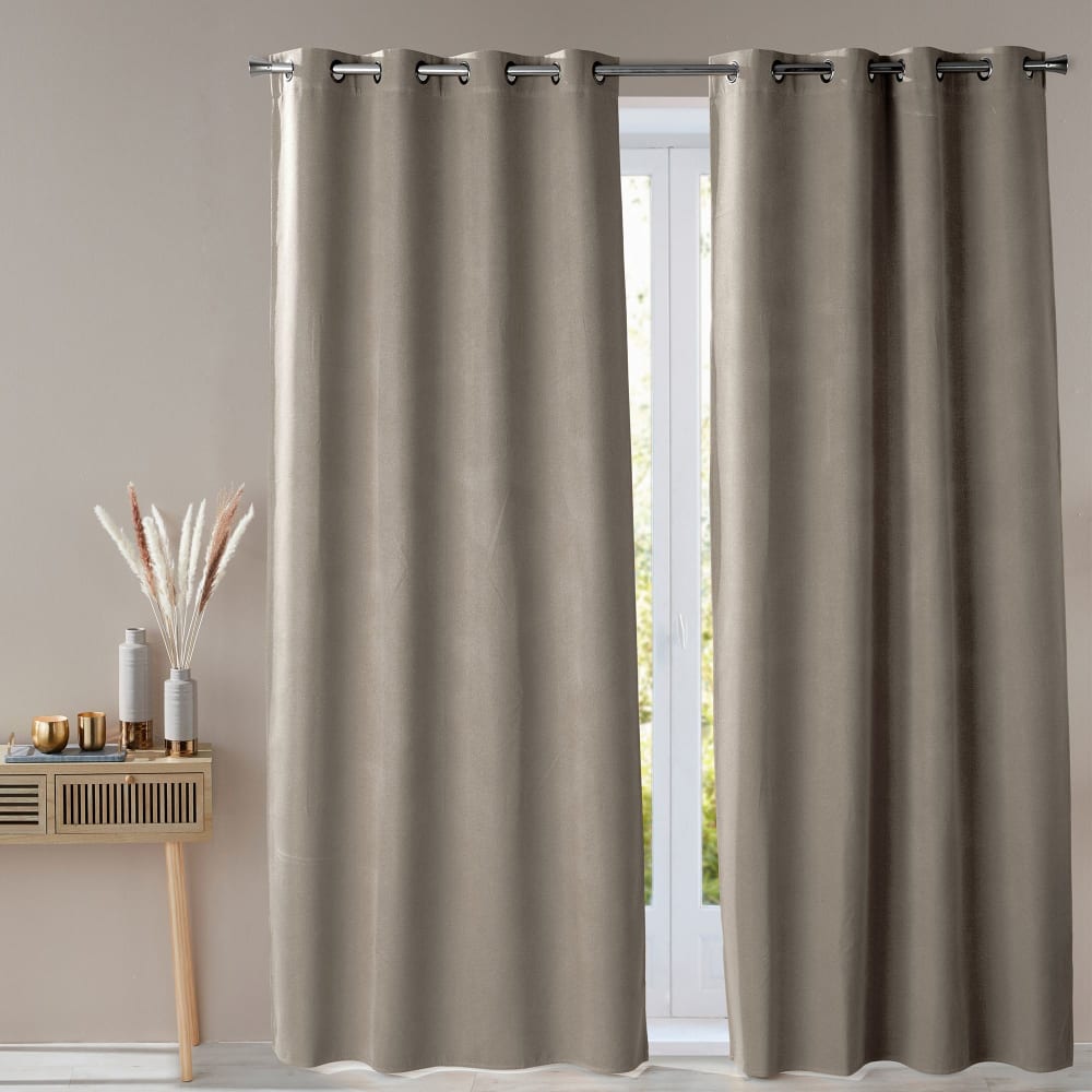 Rideau occultant en polyester beige foncé 240x260cm
