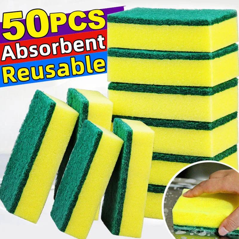 50/2Pcs Küche Geschirr Weichen Schwamm Saugfähigen Sauber Reiben Topf Rost Scheuer Pad Entfernen Kits Haushalts Reinigung Pinsel schwamm Image