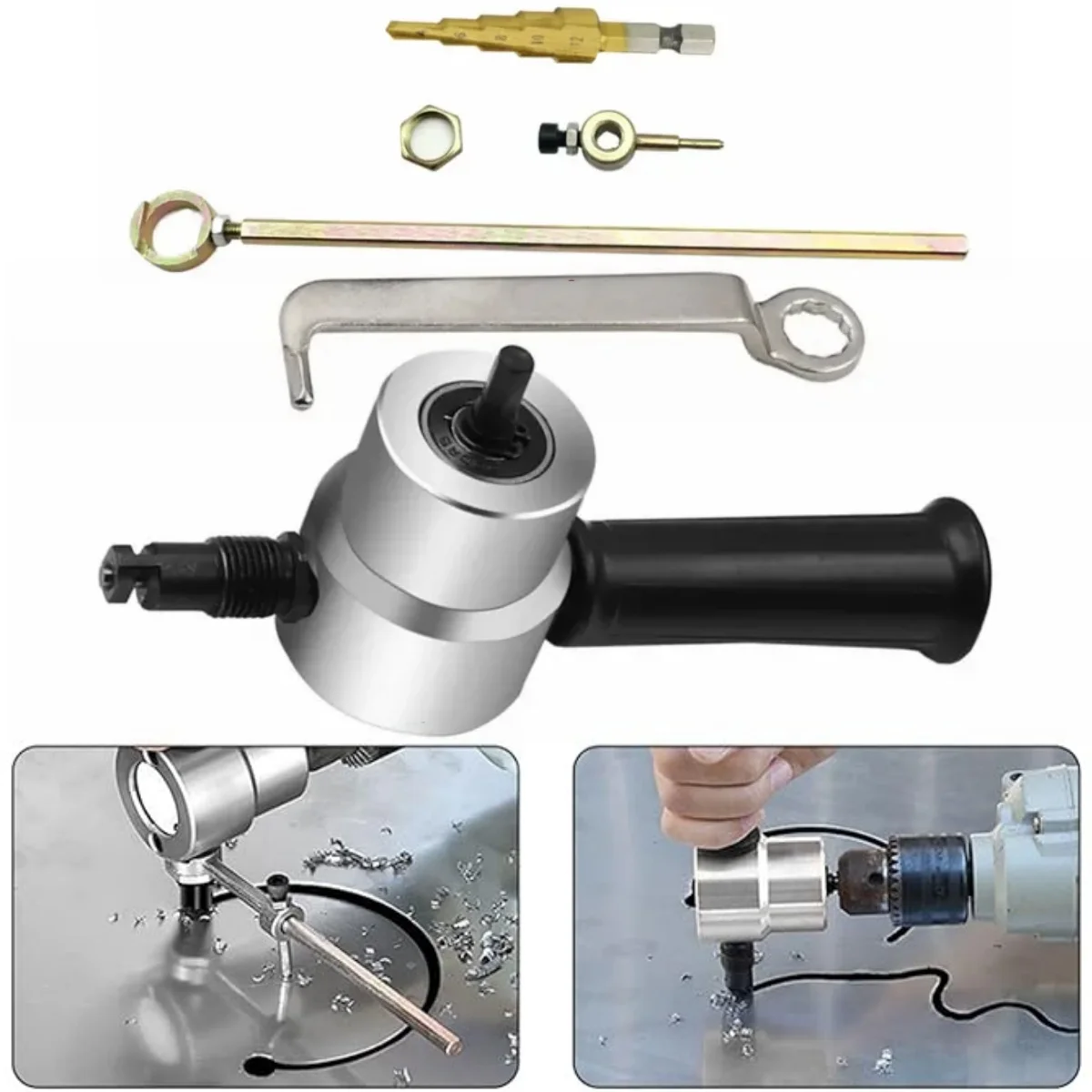 Elektrische Bohrmaschine Befestigung Modifikation Platte Punch Schere Blech Knabber Cutter Einstellbare Bohrmaschine Knabber Schneiden Image