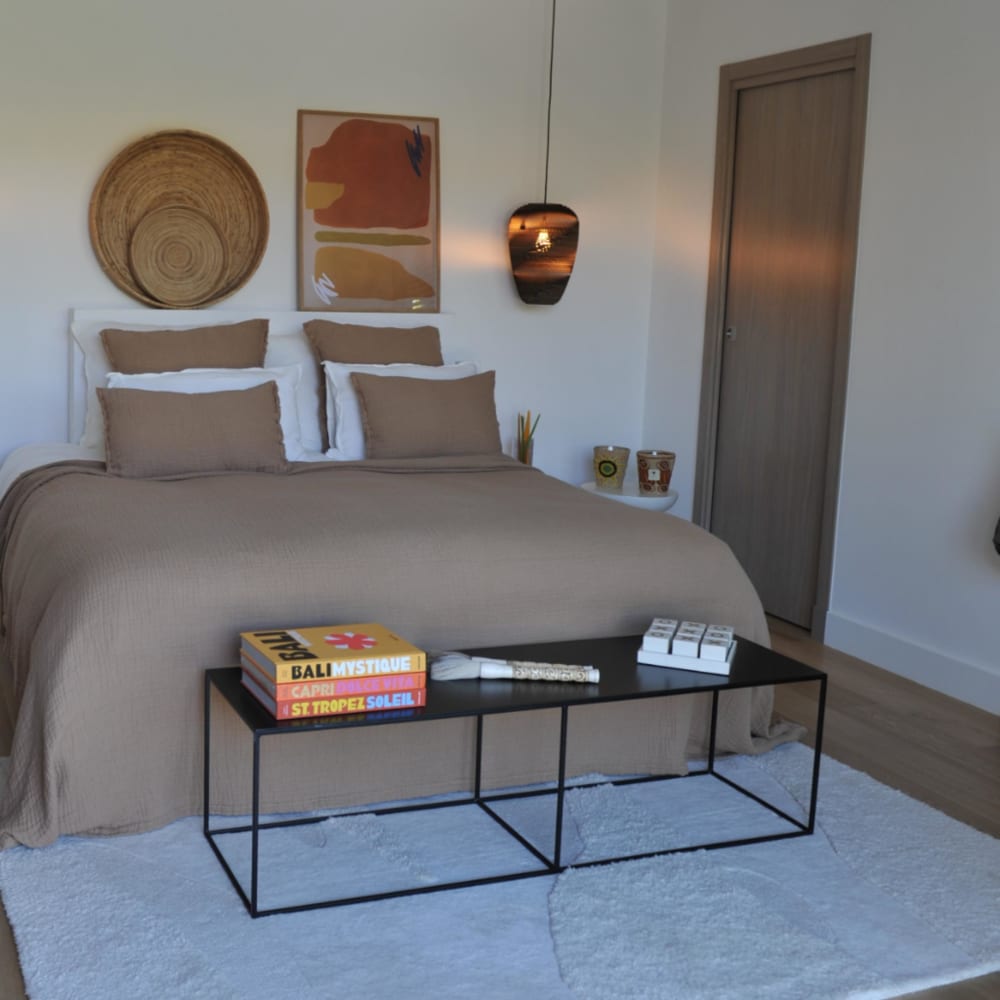 Dessus de lit en coton et lin gaufré Cannelle 240X260 CM