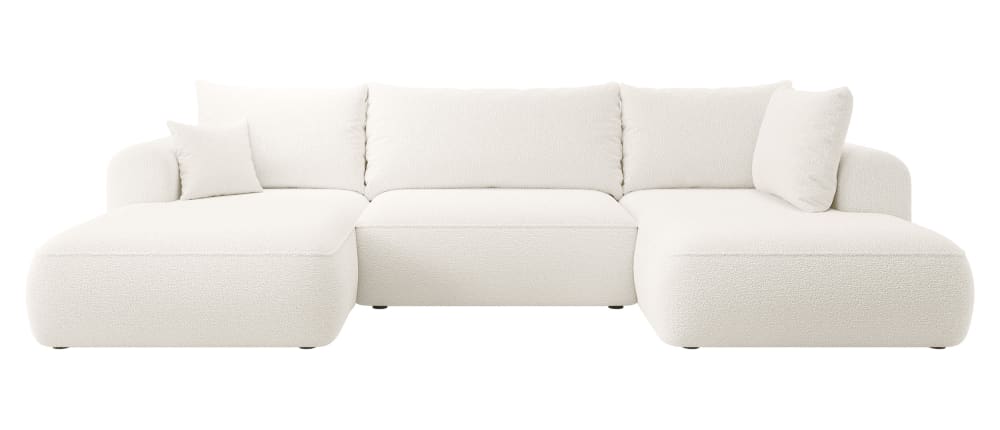 Canapé d'angle convertible 4 places en bouclette crème