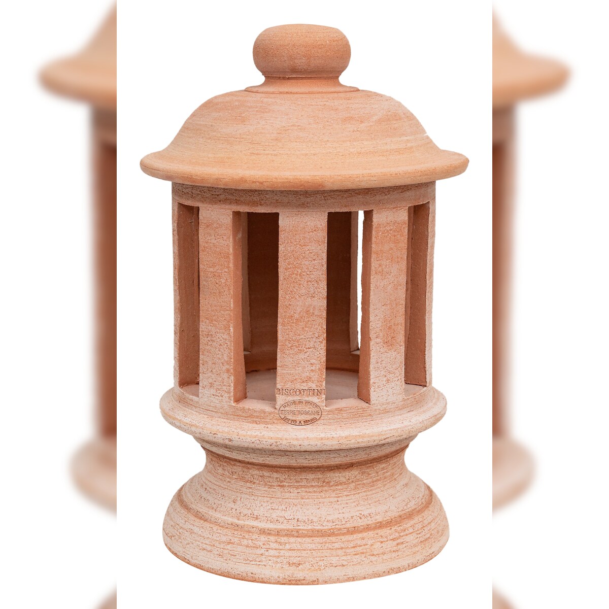 BISCOTTINI INTERNATIONAL ART TRADING Biscottini Dekorative Außenlaterne 26x26x45 cm - Gartenkerzenlaterne - Terrakotta-Bodenlaterne Made in Italy Image