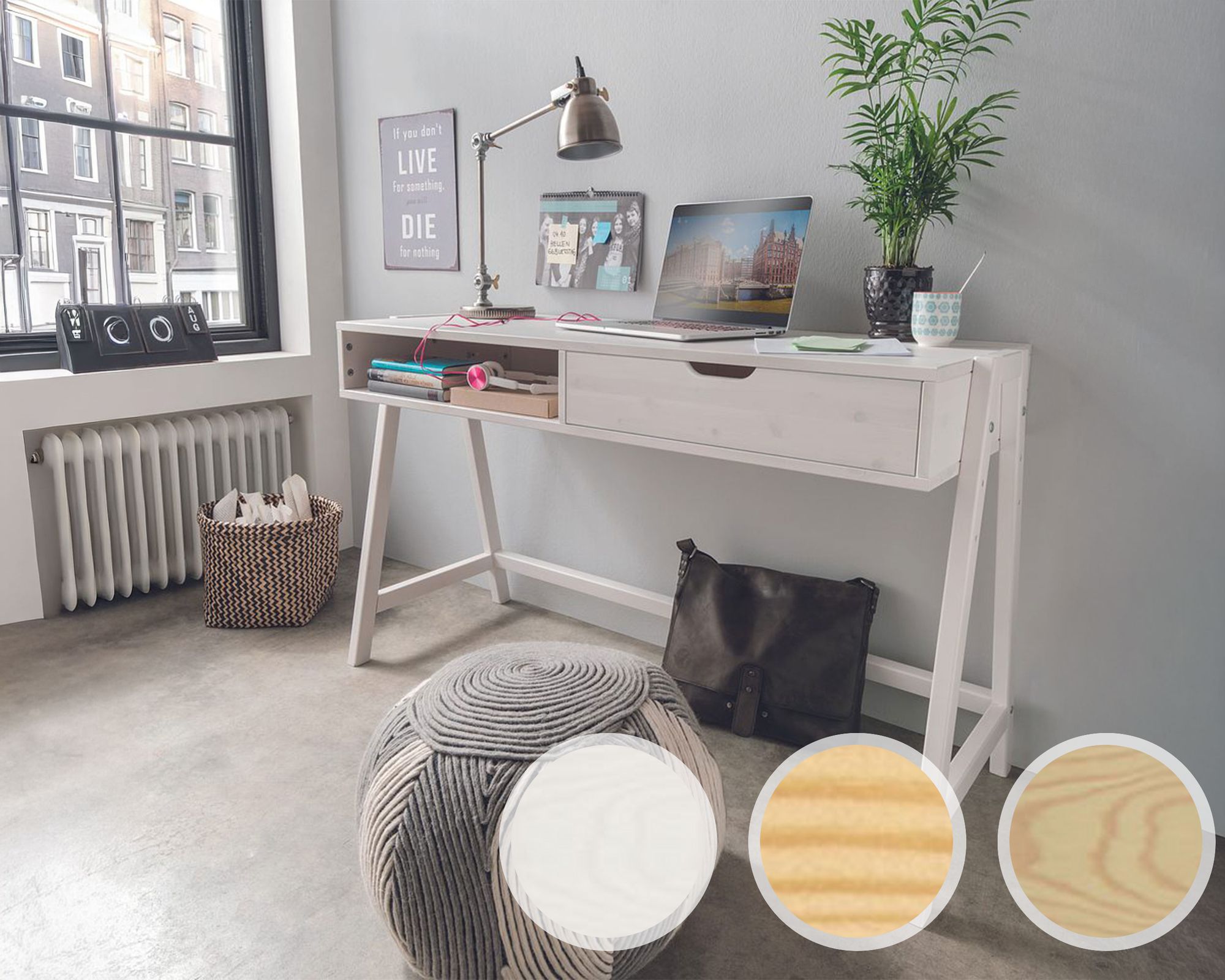 INFANSKIDS Schreibtisch - höhenverstellbar Buche Bio-geölt / mit Schublade