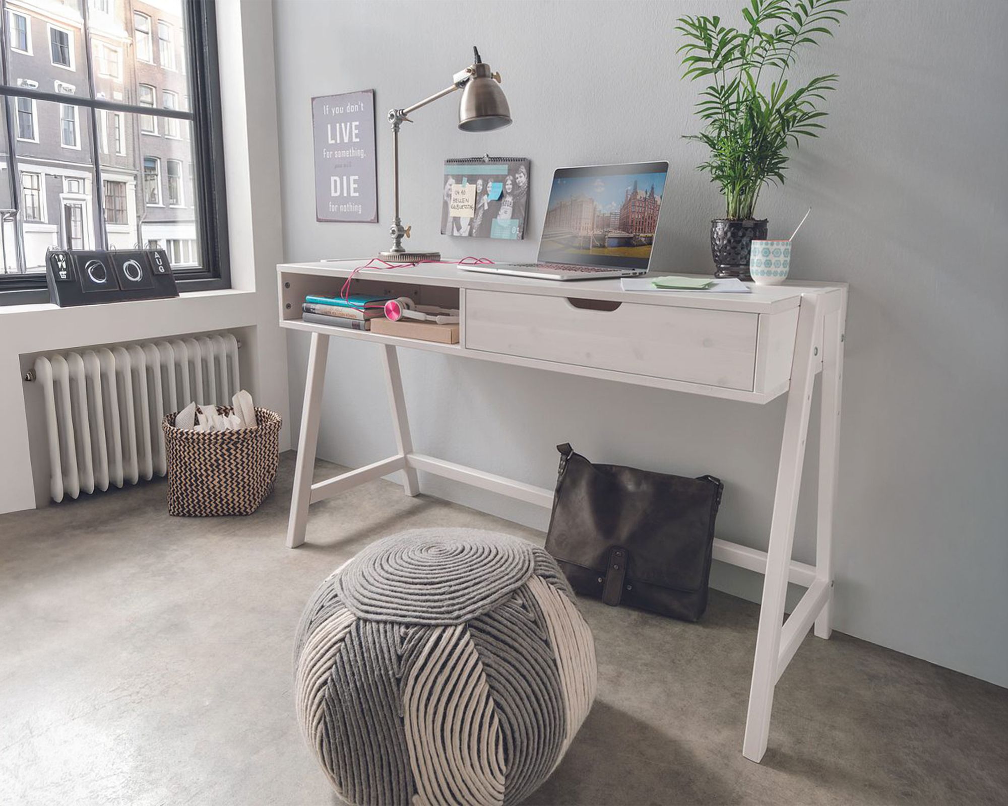 INFANSKIDS Schreibtisch - höhenverstellbar Kiefer gelaugt / mit Schublade