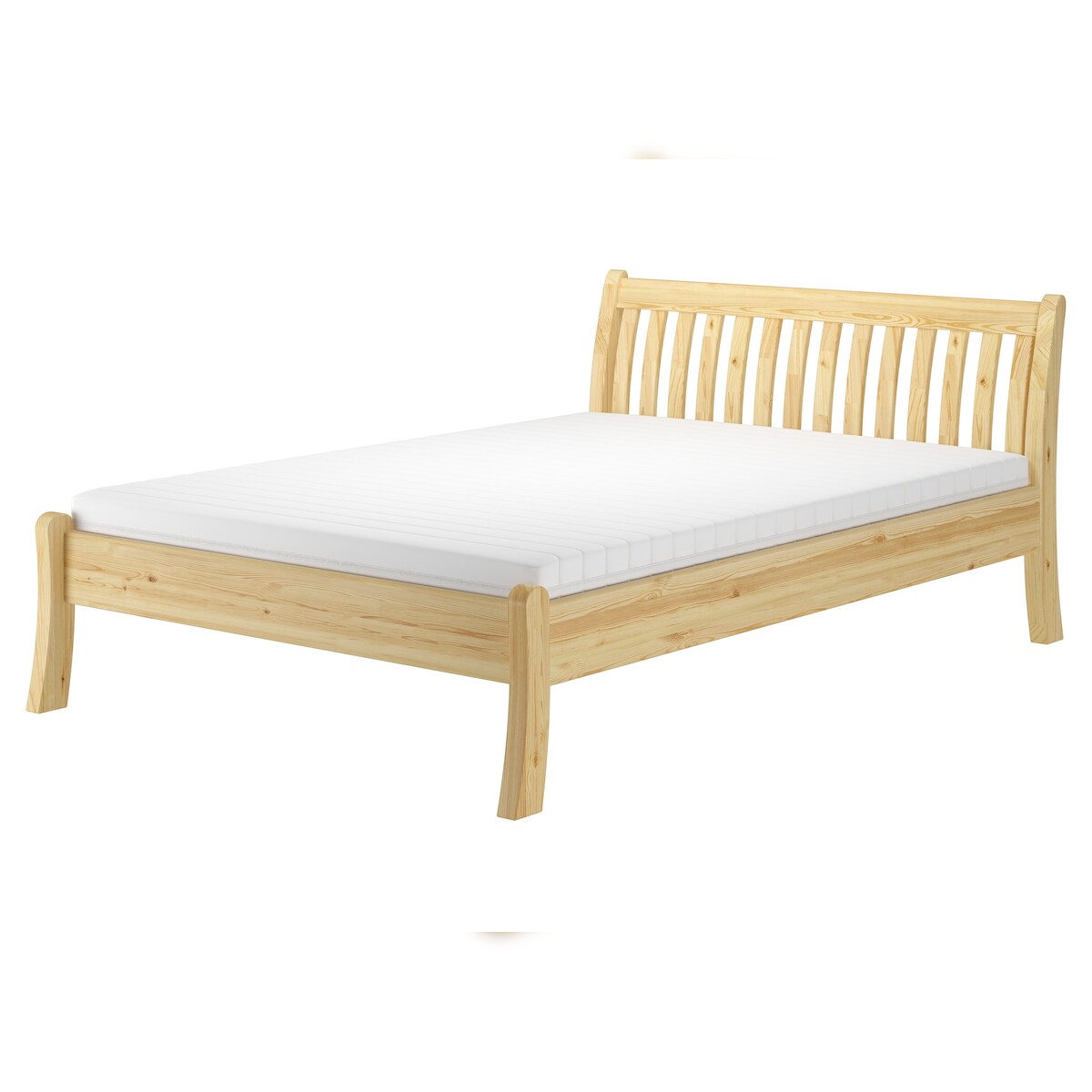 Erst-Holz Seniorenkieferbett Doppelbett 140x200 cm geschwungen massiv natur Zubehör wählbar V-60.61-14 Rollrost und Matratze inkl. Image