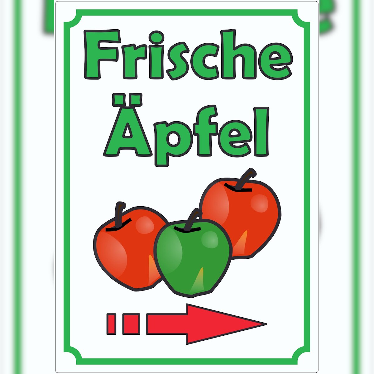 HB-Druck Werbeaufkleber mit Pfeil rechts Aufkleber Äpfel Hochkant Aufkleber A6 (105x148mm) Image