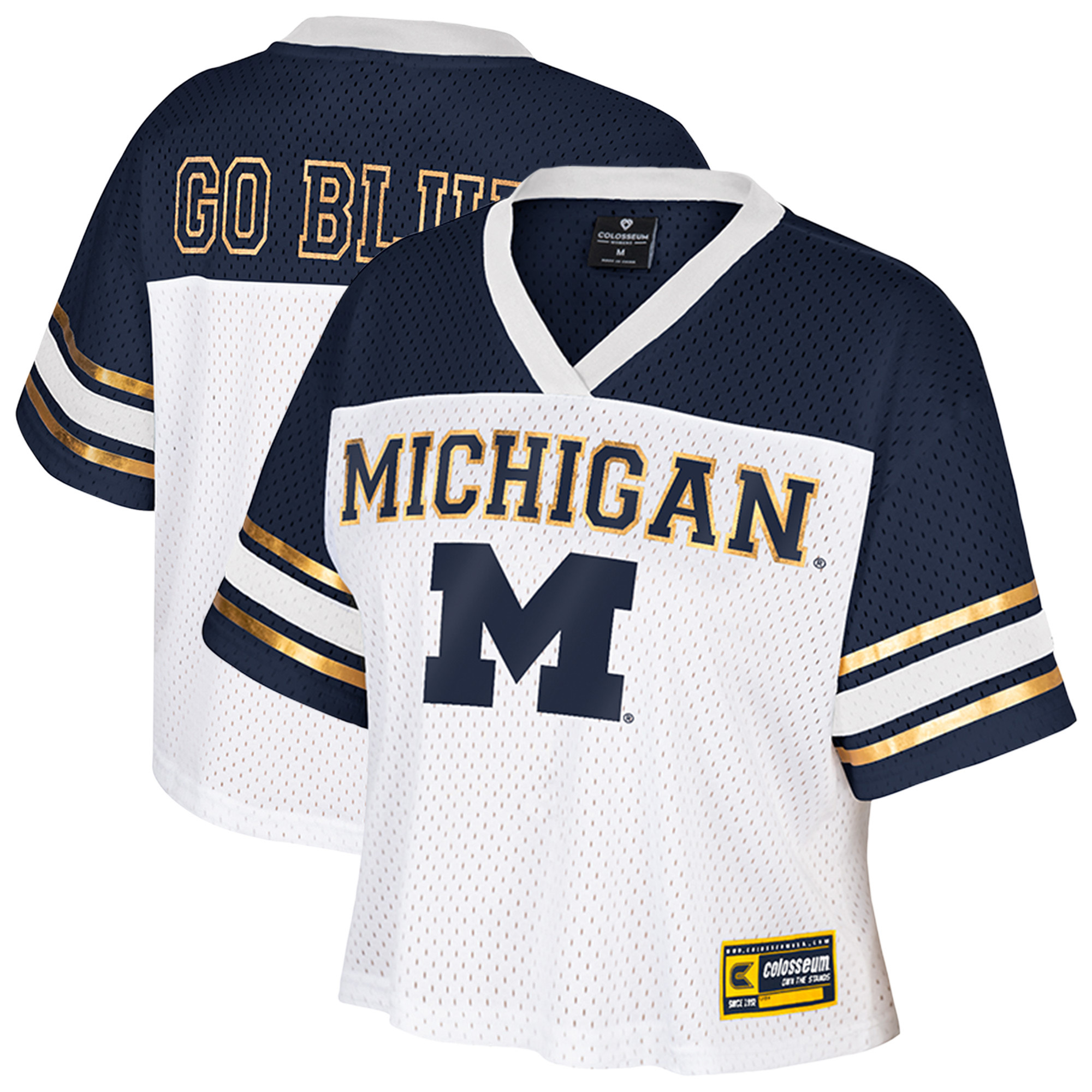 Colosseum White Michigan Wolverines Treasure Cropped Football-Trikot für Damen Image