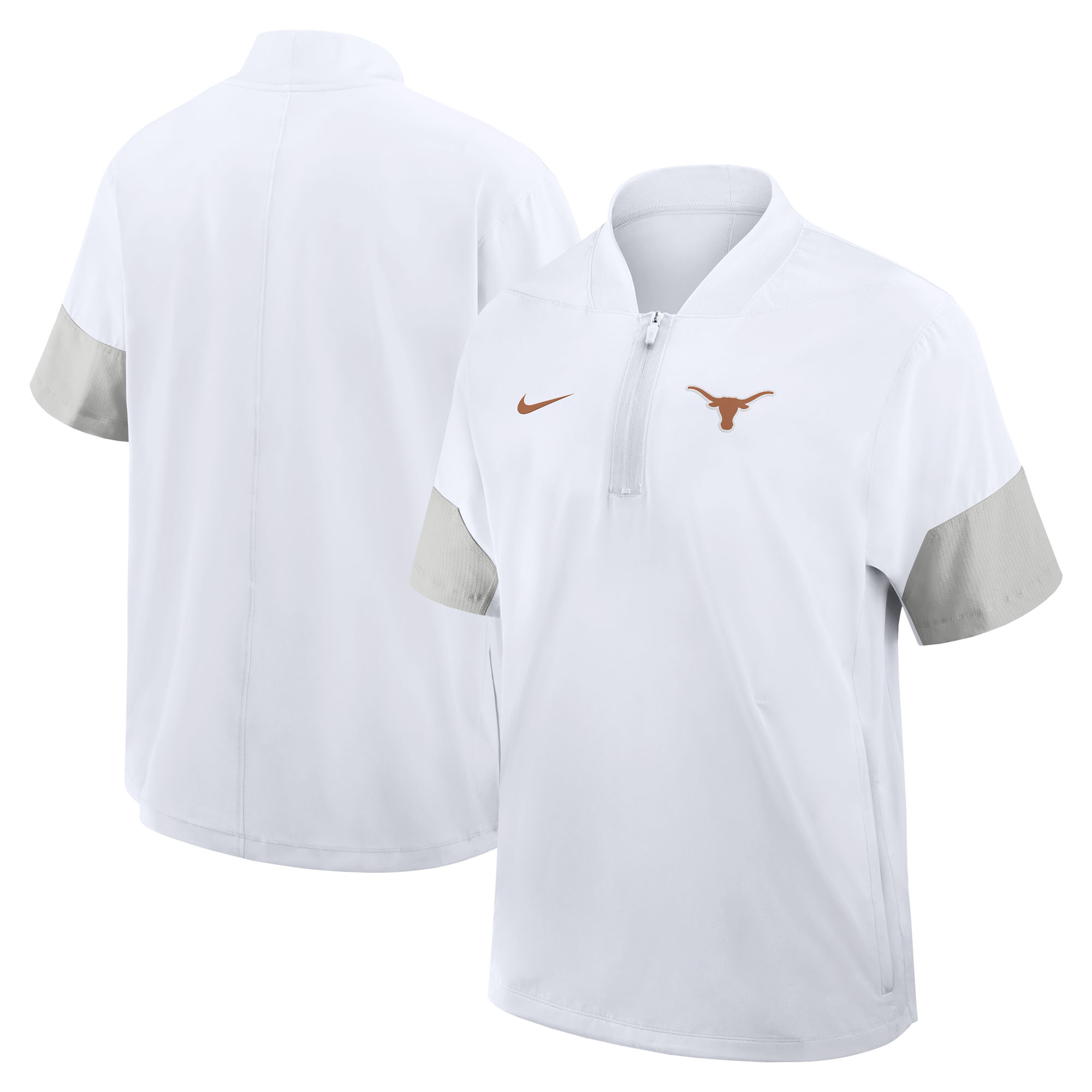 Nike Herren-Trainerjacke, weiß, Texas Longhorns 2025 Sideline, Kurzarm, Viertelreißverschluss, Dri-FIT. Image