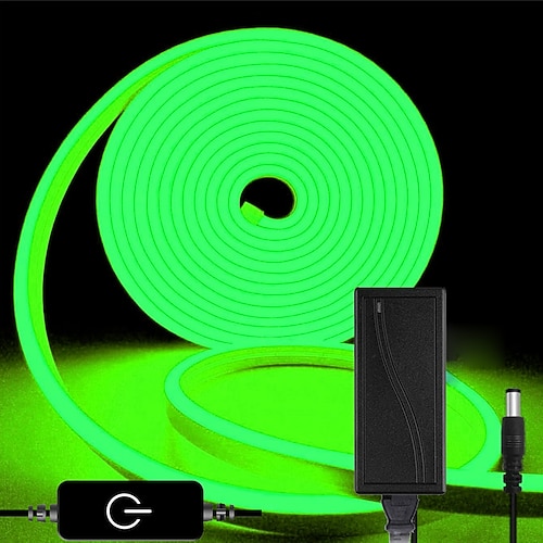 LED-Neon-Lichterketten, 10,9 m, warmweiß, dimmbare LED-Lichtstreifen, DIY, flexibles Silikon, wasserdichte Neon-Lichtstreifen für Schlafzimmer, Wohnzimmer, Küche, drinnen und draußen, DC 24 V (Netzteil im Lieferumfang enthalten) Image
