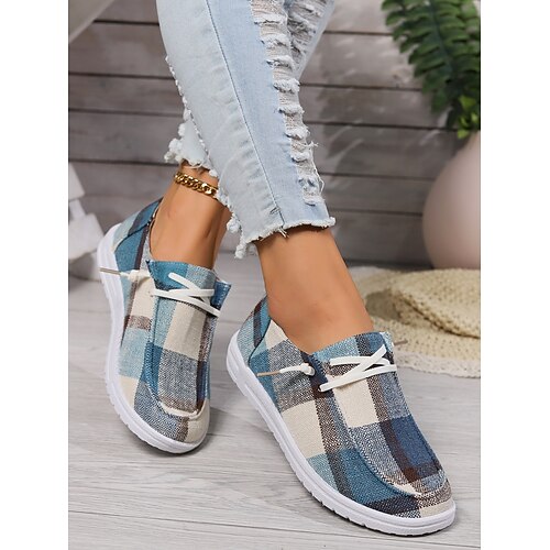 Damen-Slipper mit Karomuster – gemütliche Freizeitschuhe für Weihnachten, Wintertreffen und festliche Entspannung Image