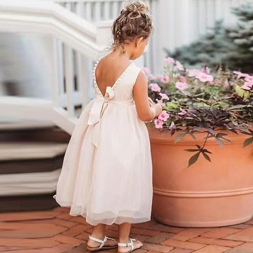 kinderkleidung Mädchen Kleid Einfarbig Ärmellos Urlaub Täglich Kuschelig Schön Baumwolle Asymmetrisch A Linie Kleid Sommer Frühling 3-12 Jahre Weiß Image