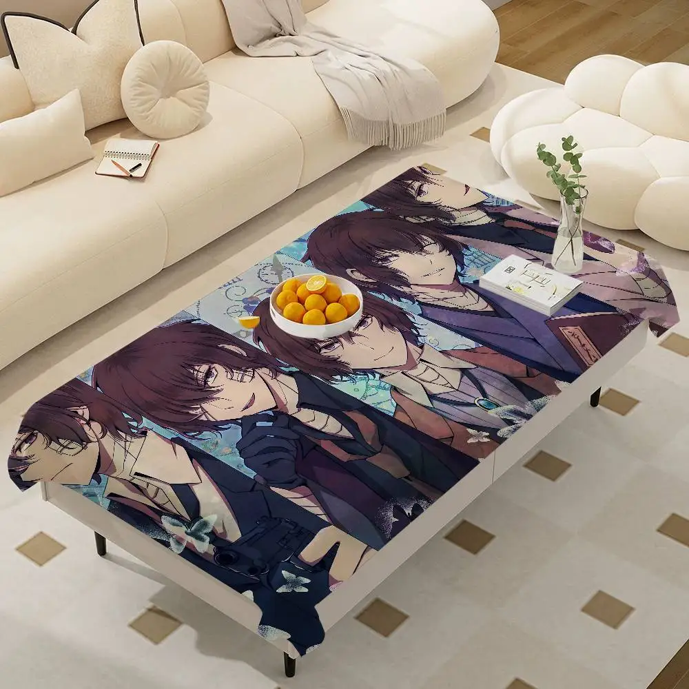 Bungo Stray Dogs Tischdecke, wasserdicht, schmutzabweisend, Party-Dekoration, Restaurant, Café, Esstisch, Tischdecken, 90 x 140 cm Image