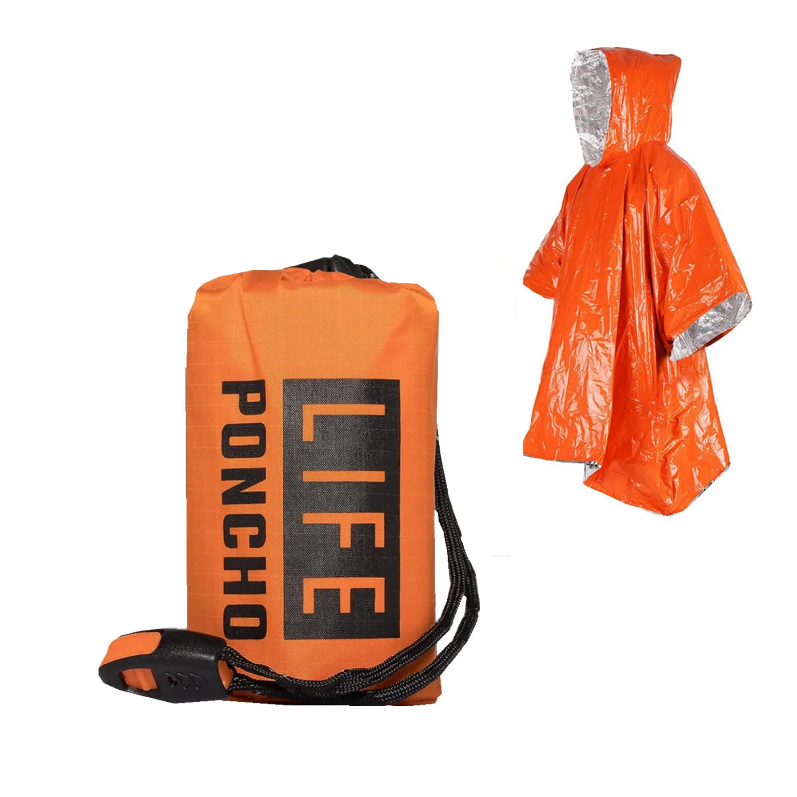 Leben Poncho Notfall Überleben Regen Poncho thermische Überlebens raum Decke Regenmantel Wärme reflektierend wasserdicht für Camping Wandern Image