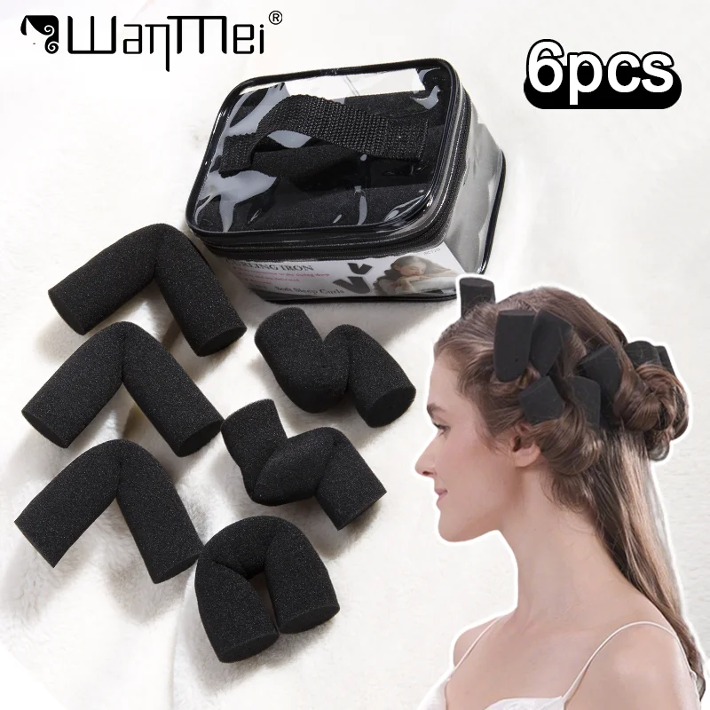 6 teile/satz Heatless Lockenwickler Tragbare Faul Schaum Stange für Haar Keine Wärme Schlafen Schwamm Rollen DIY Lockiges Haar Styling werkzeuge Image