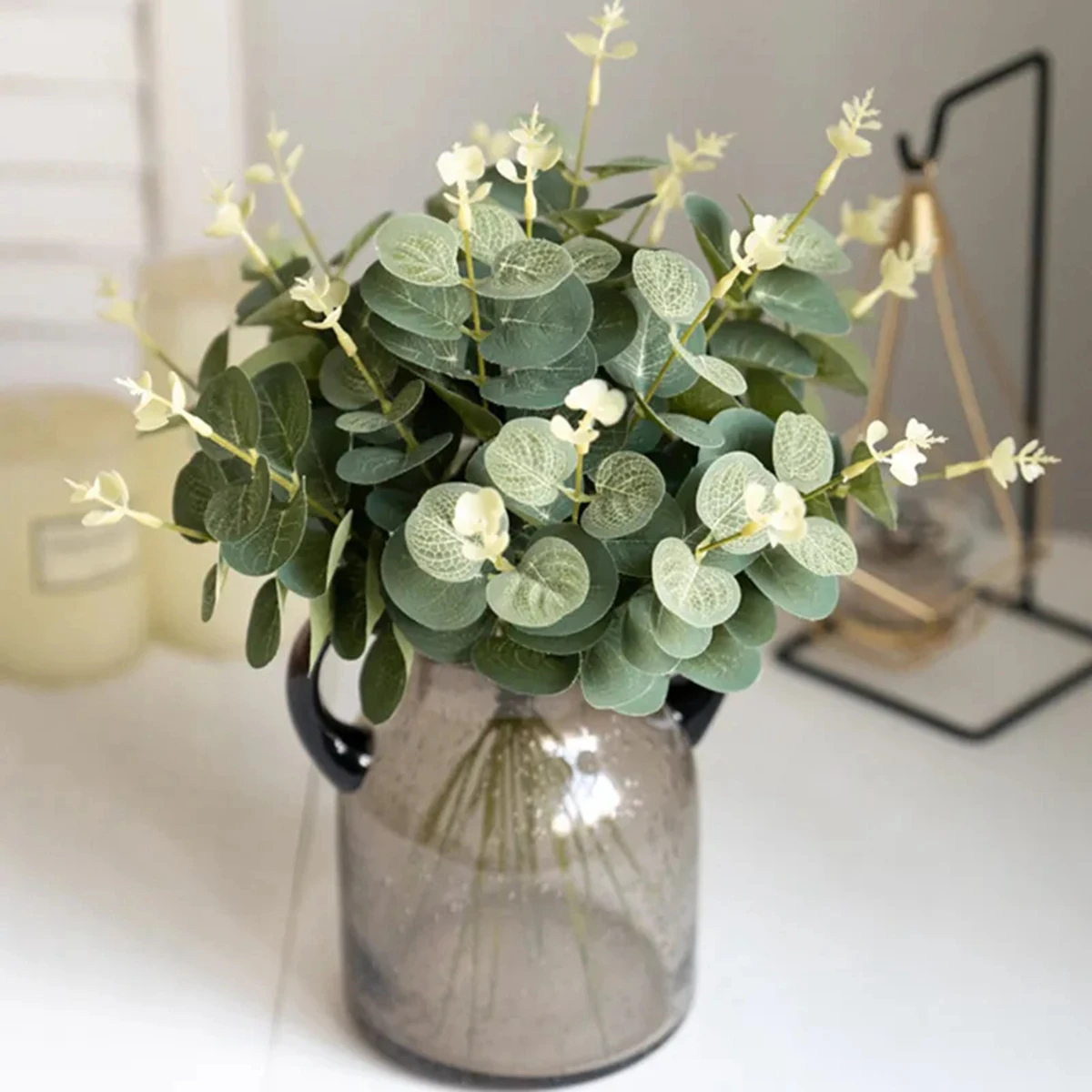 50/100pcs Artificial Plants silk Eucalyptus Leaf Christmas Outdoor garden Home Festival Wedding bridal bouquet Wreath Decoration