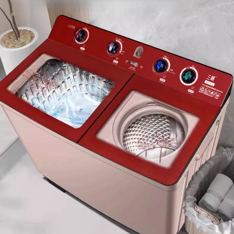 large capacity semi-automatic washing machine household old-fashioned quilt washing stainless steel double barrel pure copper