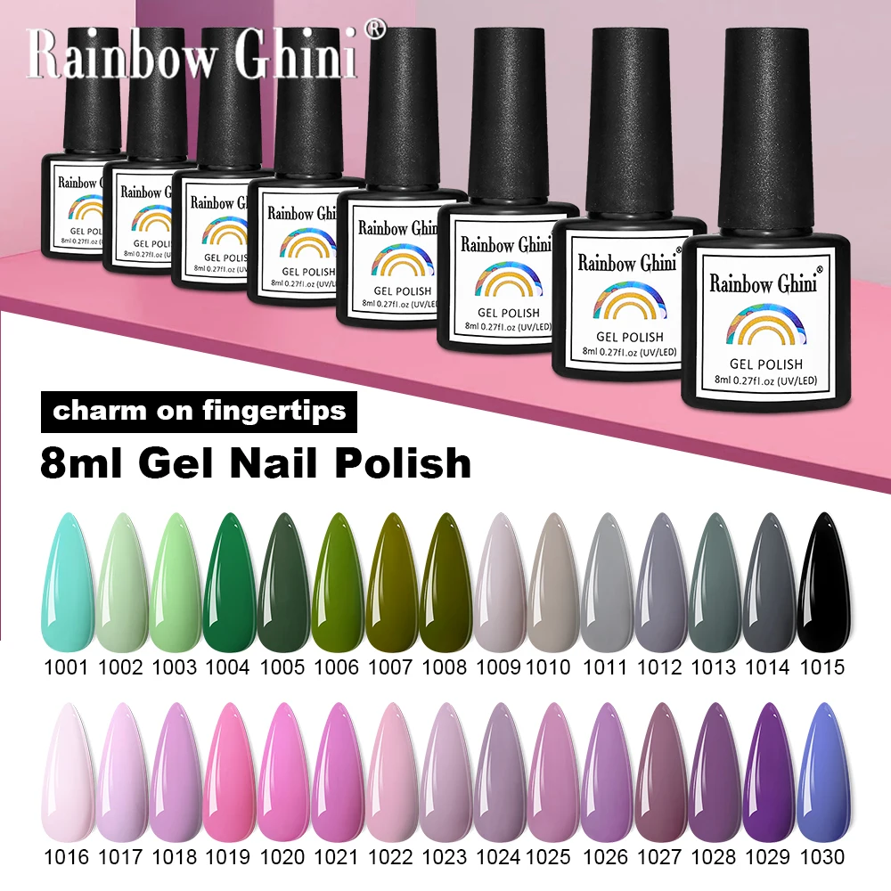 Rainbow Ghini 6 Stück/Set 8 ml HEMA TPO-freier Nagellack ​ ​ Heller, einfarbiger, semipermanenter Gelnagel in Rosa und Nude ​ ​ Süßer Farbnagel Image