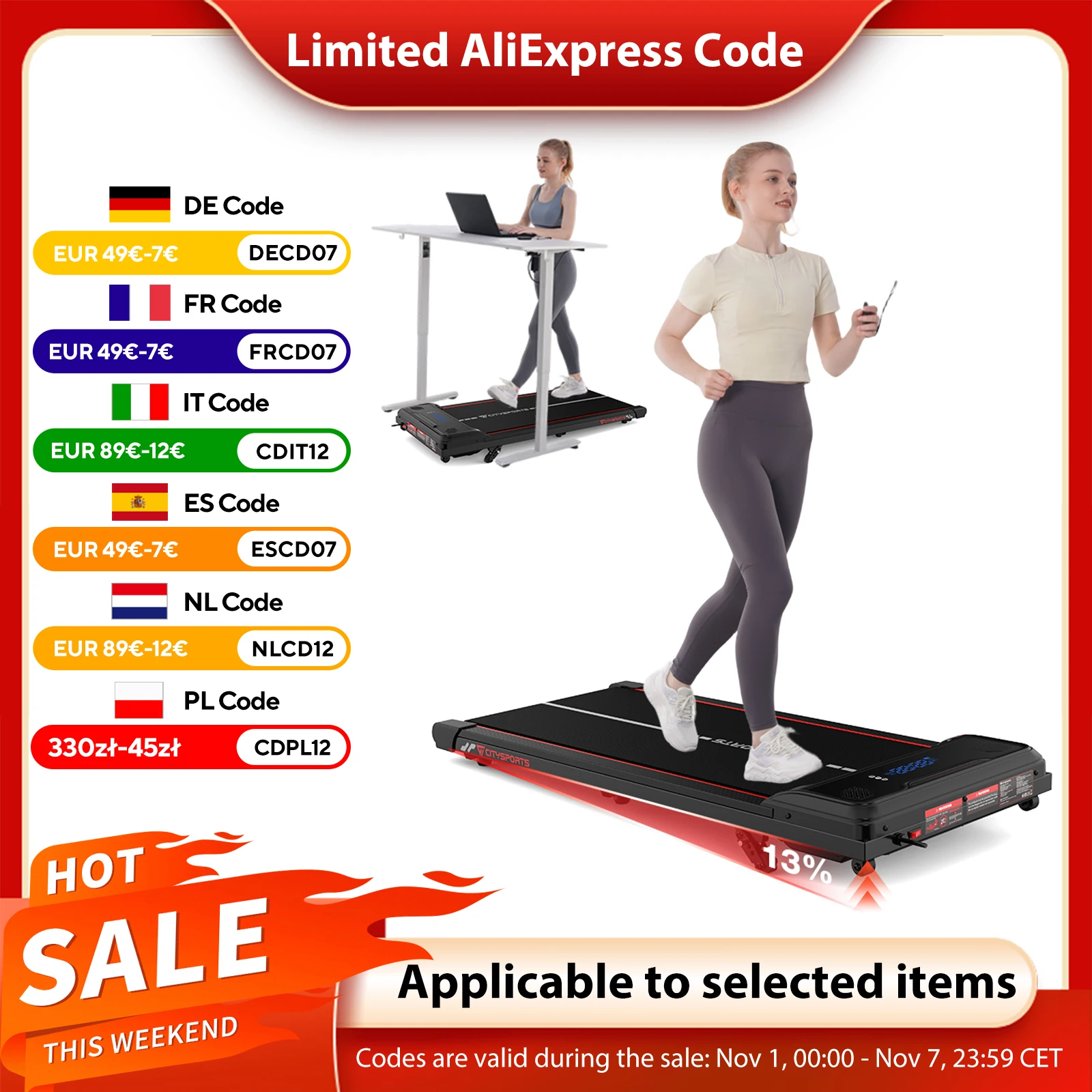 CITYSPORTS PRO Elektrisches Laufband, Gehpad mit Bluetooth, 3-stufige Neigungseinstellung, leistungsstarker und leiser Motor Image