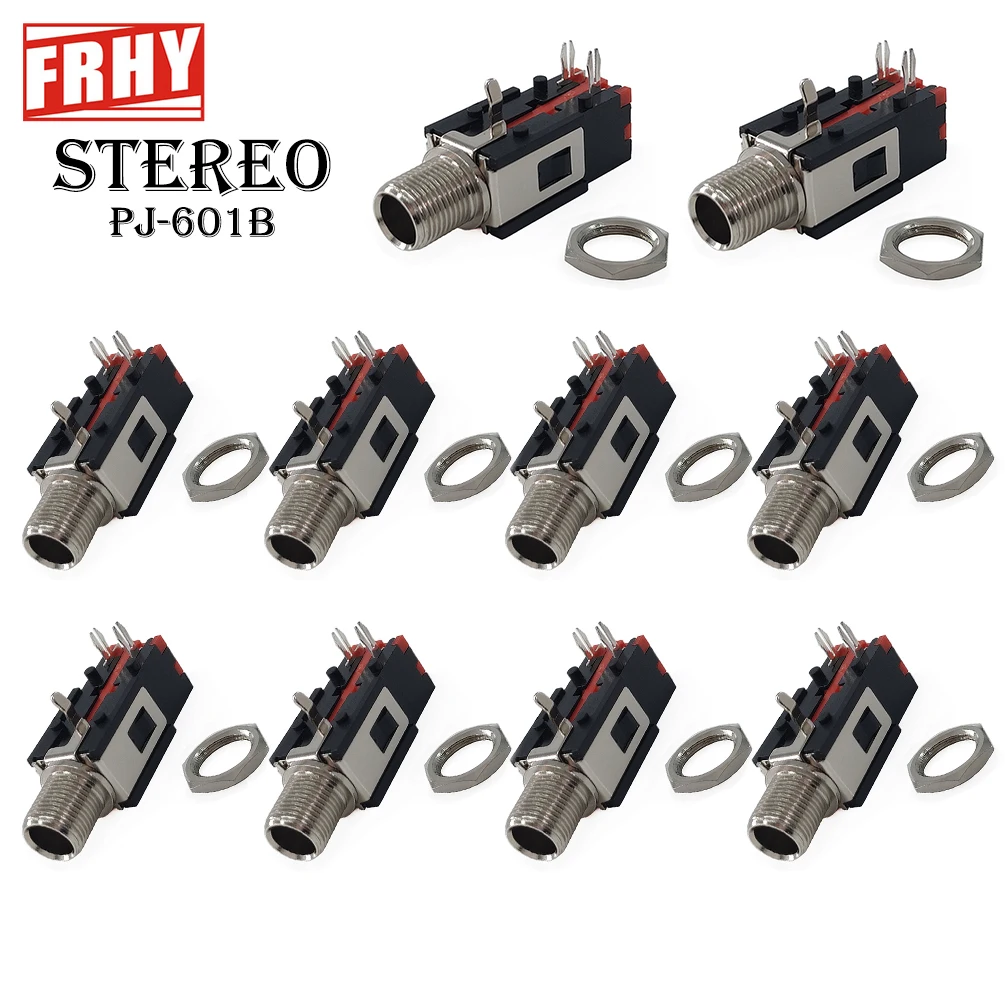 10 Stück 1/4 Zoll 6,35 mm Panel Mount Buchse Audio Stereo/Mono-Stecker mit Gewindesperre – 3-polige Kopfhörerbuchse für Heimwerker Image