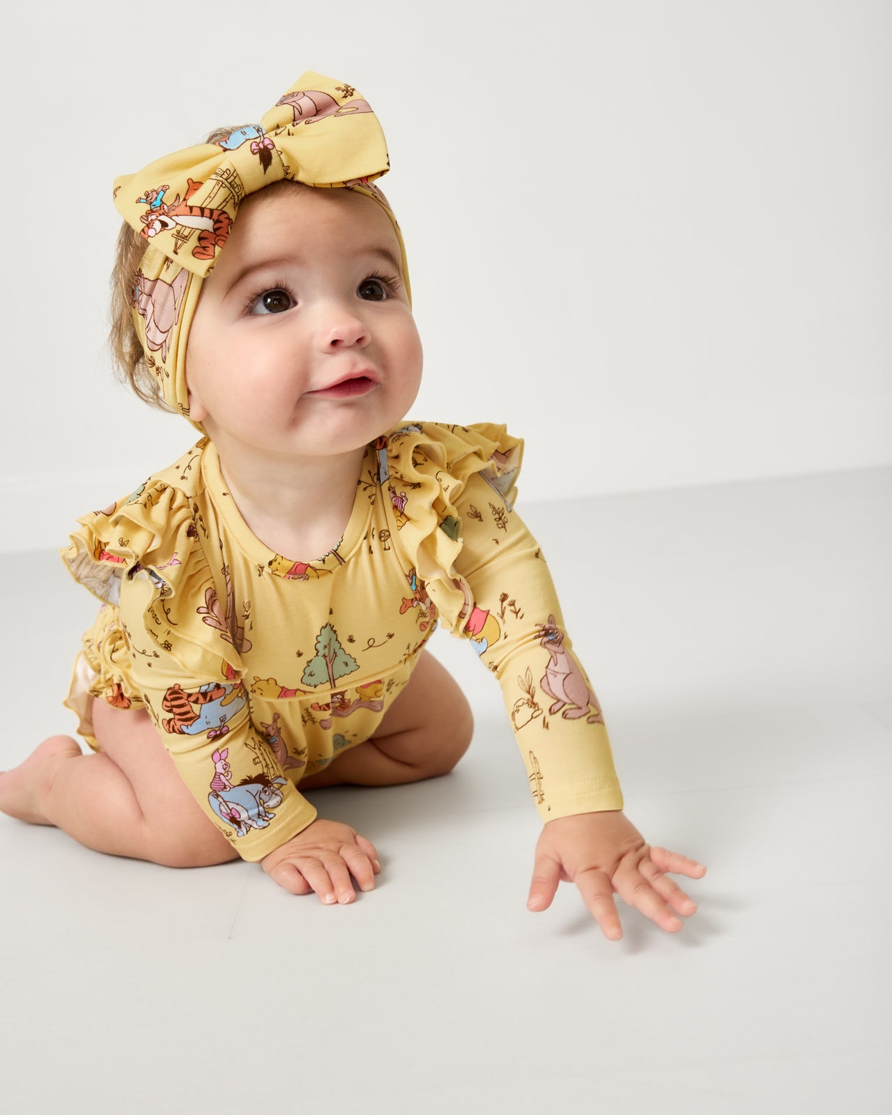 Disney Playtime With Pooh Luxe Baby Girl Soft & Stretchy Bamboo Bow Headbands - Newborn - 3T
