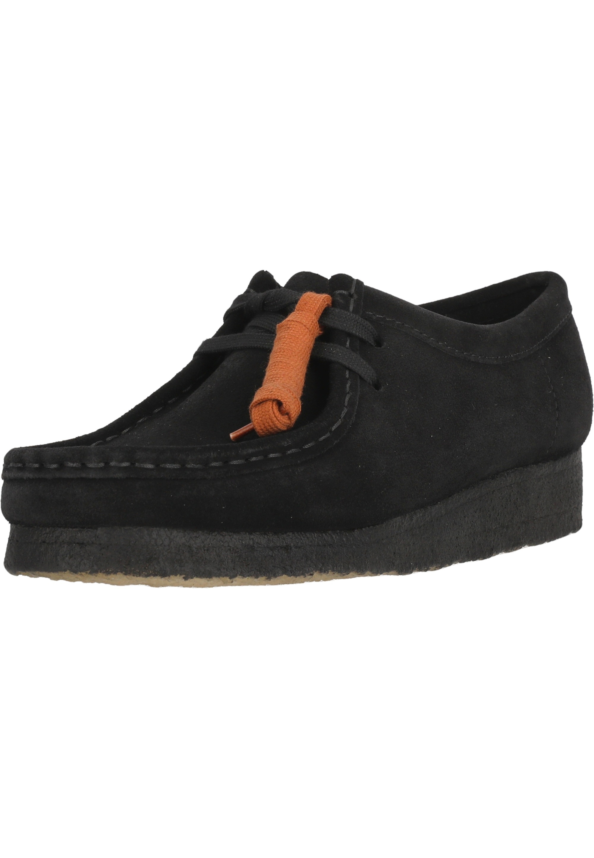 Schnürschuh CLARKS "Wallabee. Black Sde", Damen, Gr. 40, schwarz, Leder, Schuhe Schnürschuh, mit unnachahmlicher Kreppsohle