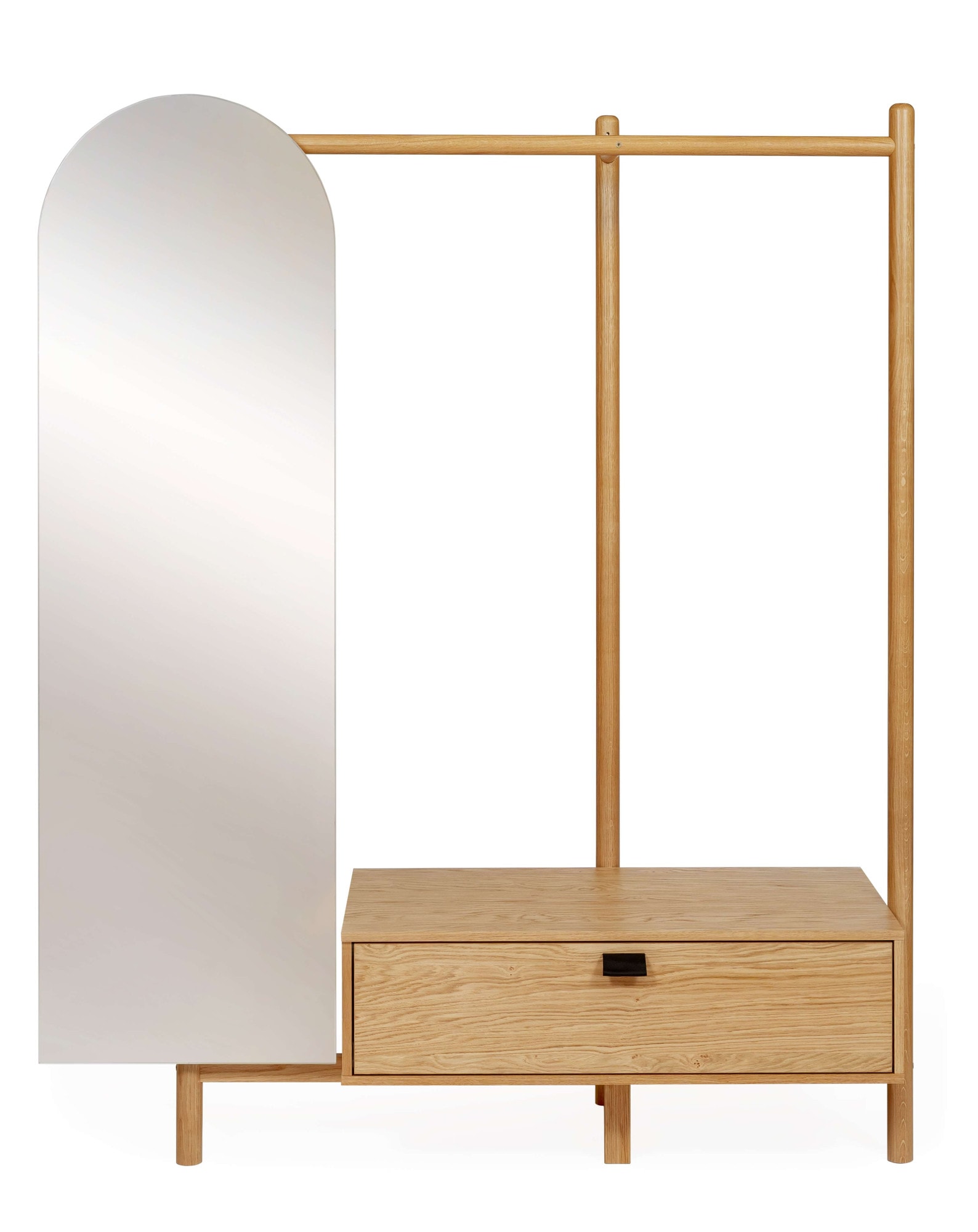 Garderobenständer WOODMAN "Tripod", eiche, B:149cm H:180cm T:54cm, Holz teilmassiv, Garderobenständer, Breite 149 cm, FSC, teilmassiv, mit Spiegel