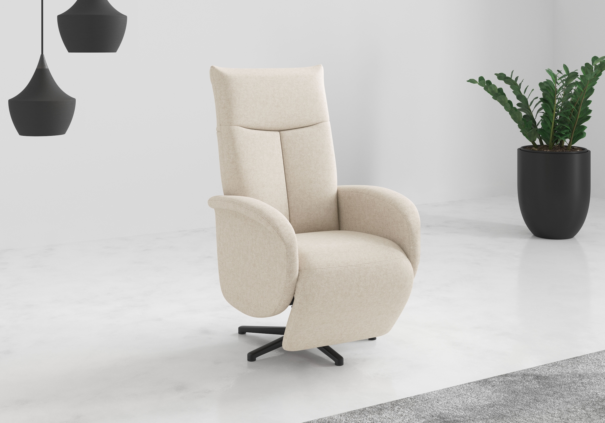 TV-Sessel SIT & MORE "Glendale", creme, B:75cm H:112cm T:82cm, 95% Polyester, 5% Polyamid, Sessel, wahlweise mit Aufstehhilfe, 2 Motoren und Akku