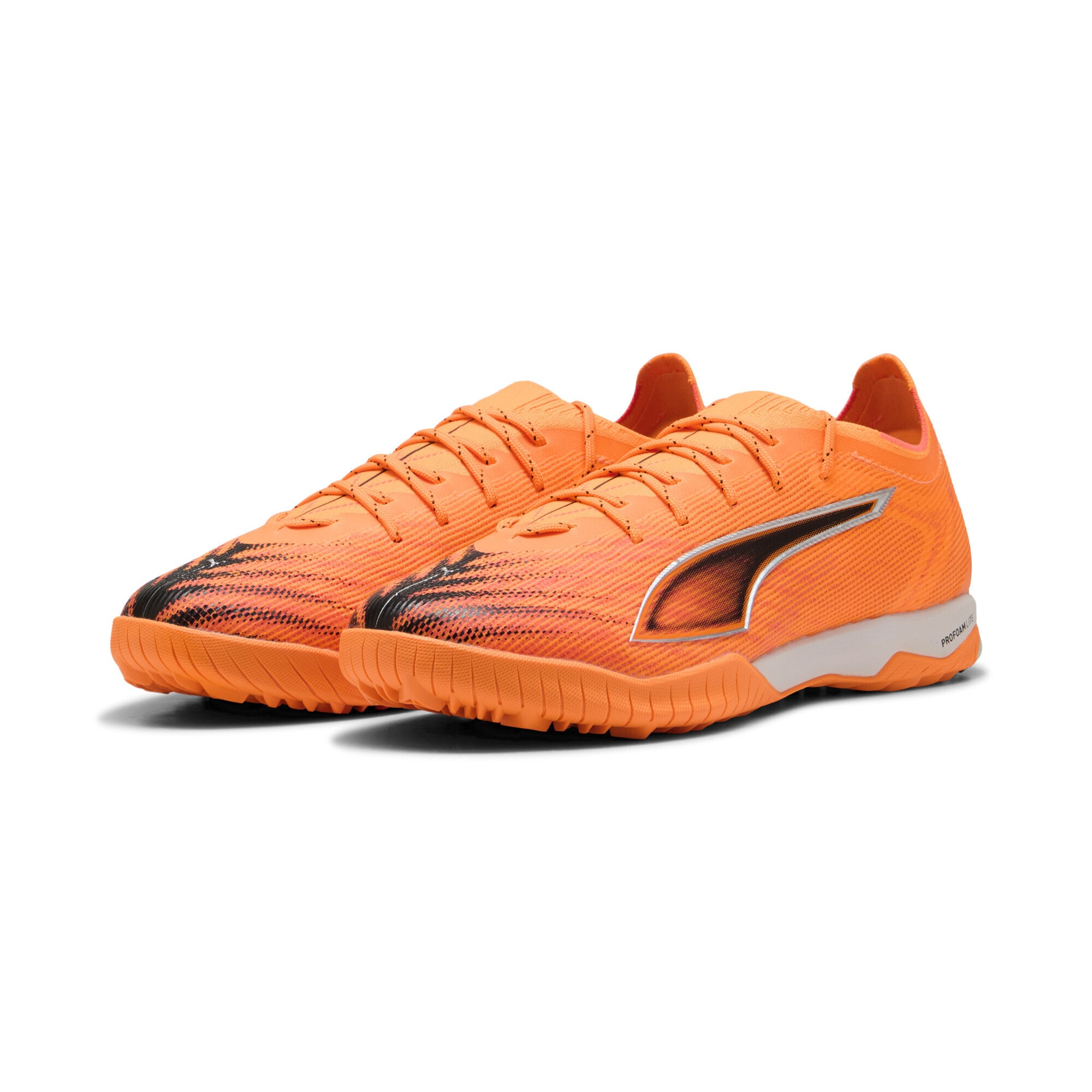 Fußballschuh PUMA "ULTRA 6 PRO CAGE TT Fußballschuhe Erwachsene", Damen, Gr. 45, heat fire schwarz glowing rot orange, Obermaterial: Textil, Synthetik; Futter: Textil, Synthetik; Innensohle: Textil; Laufsohle: Gummi, Schuhe Fußballschuh