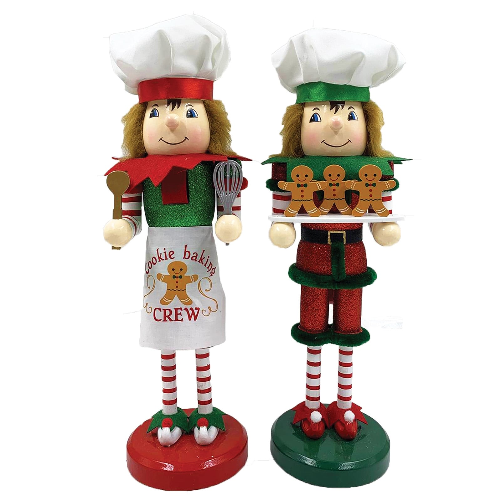 14 Inch Cookie Crew Elves Nutcrackers, Set of 2