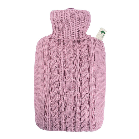 Wärmflasche Klassik Strickbezug pastell-rosa HUGO FROSCH Image