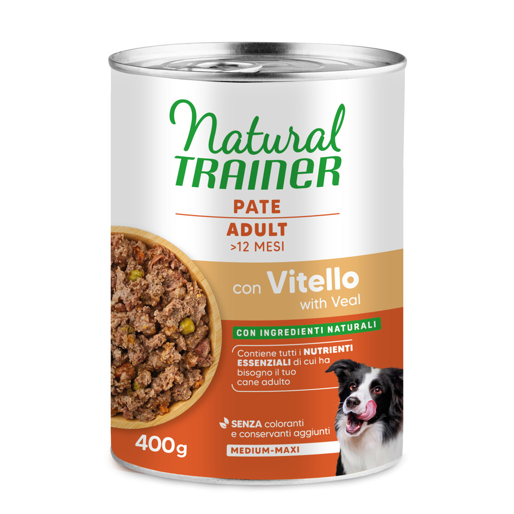 Natural Trainer Adult Medium/Maxi - Set %: 24 x 400 g con Vitello