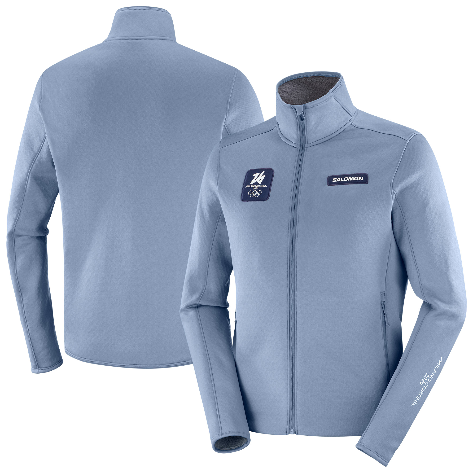 Milano Cortina 2026 Olympia-Strickjacke mit Salomon-Outline – Blau Image