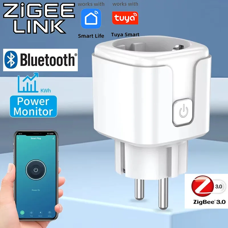 WiFi/Zigbee 3,0 Smart Steckdose EU Stecker Tuya App Fernbedienung Energie Monitor Steckdose Steckdose Arbeit Mit Alexa google Hause Image