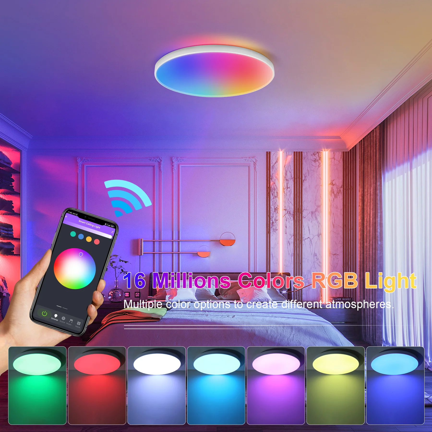 Led-deckenleuchte RGB Dimmbar Mit Fernbedienung Moderne Smart Decke Lampe 110V 220V Led-leuchten Zimmer Küche wohnzimmer Licht