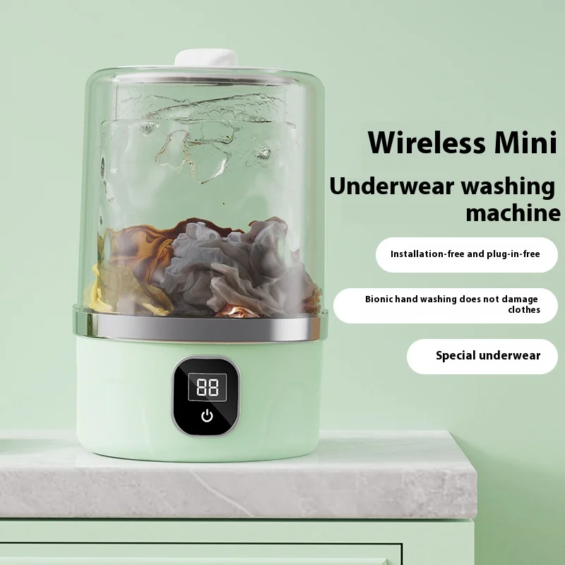 Wireless 1L Mini Washing Machine Portable Underwear Cleaner Socks Washing Machine Dehydratable Laundry Bucket