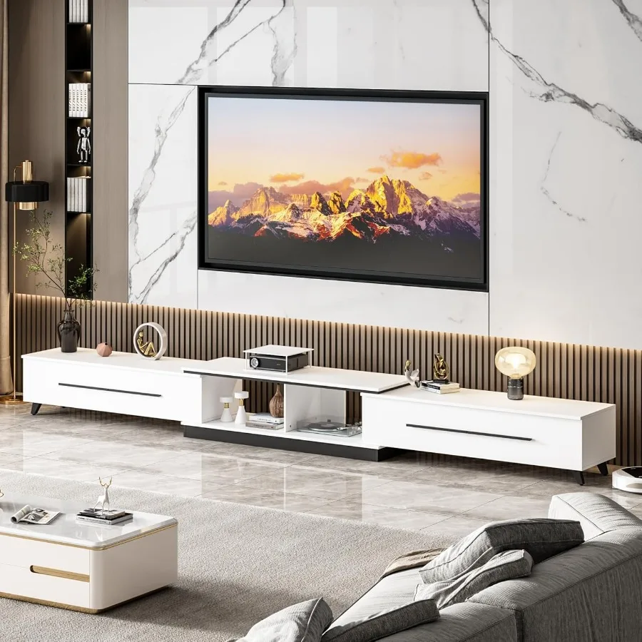 Extendable TV Stand for TVs up to 75 Modern Entertainment Center with Shelves Drawers Media Console Table for Living Room Bedro