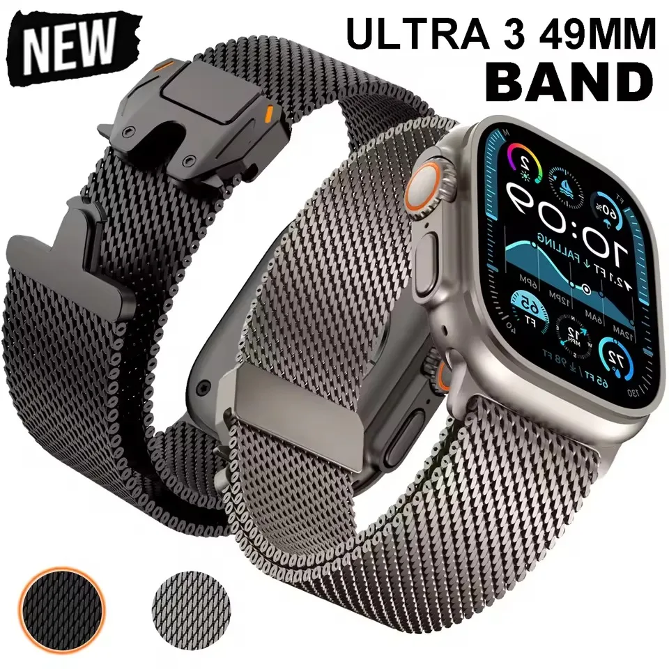 Top Edelstahl Milanese Mesh Armband für Apple Watch Ultra 3 2 49 mm Serie 10 46 mm 42 mm 45 mm 44 mm Armband Apple Watch Band Image