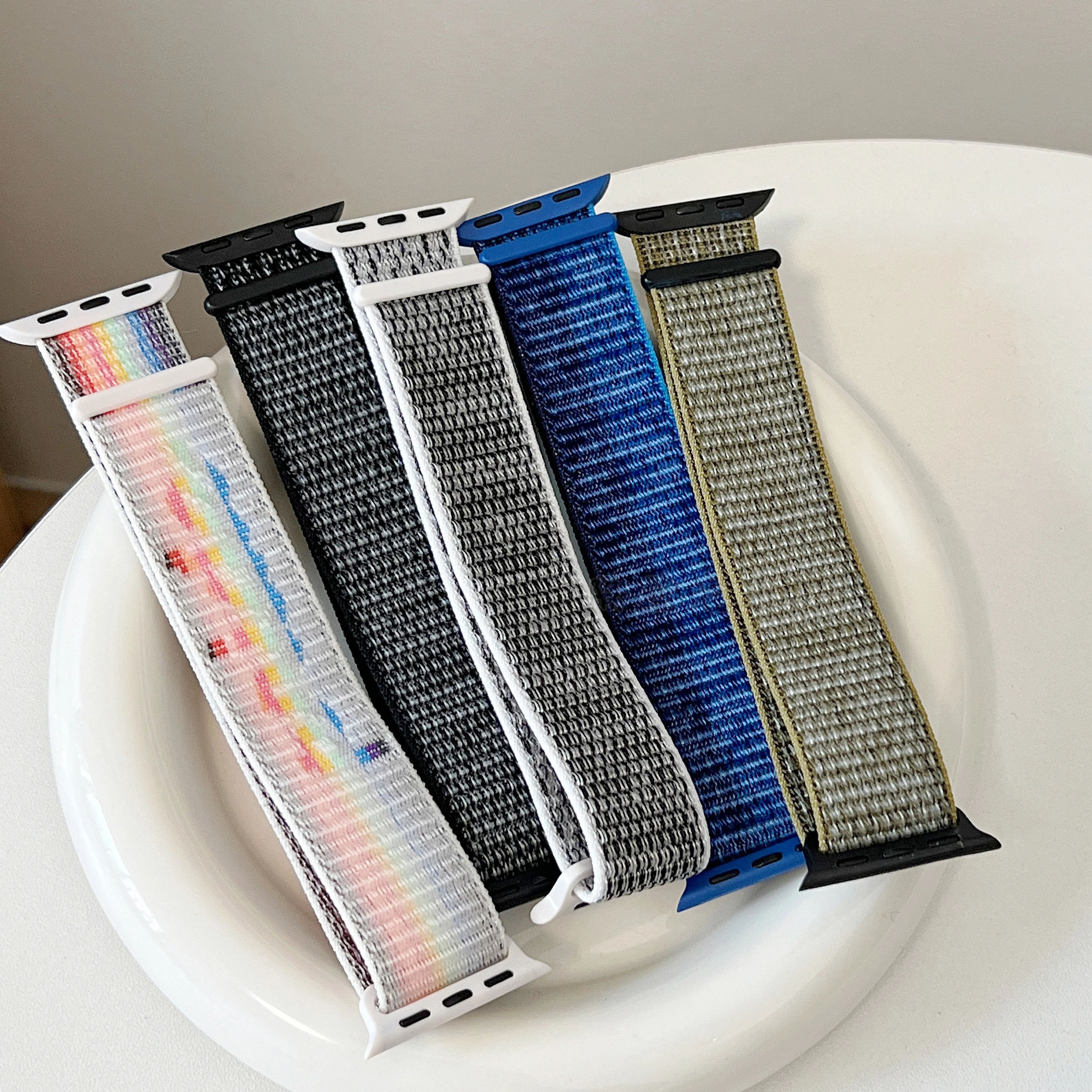 Nylon-Schlaufenarmband für Apple Watch-Armbänder 44 mm 41 mm 46 mm 42 mm 40 mm 45 mm 49 mm Armband iWatch-Serie Ultra 3 2 11 10 9 8 7 6 5 SE 3 Image