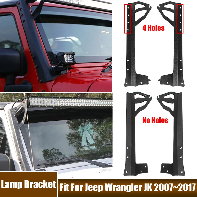 Staffa per striscia luminosa automatica adatta per staffe di montaggio per parabrezza con barra luminosa a LED diritta da 52 pollici adatte per Jeep Wrangler JK 2007-2017