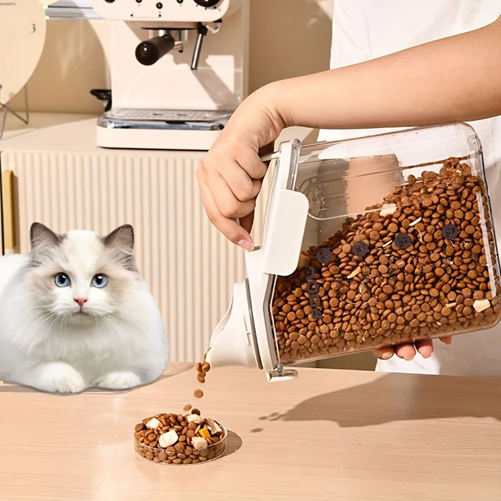 Seau de stockage de nourriture personnalisé scellé avec échelle seau de stockage de nourriture pour animaux de compagnie nourriture pour chat personnalisée nourriture pour chien fournitures pour