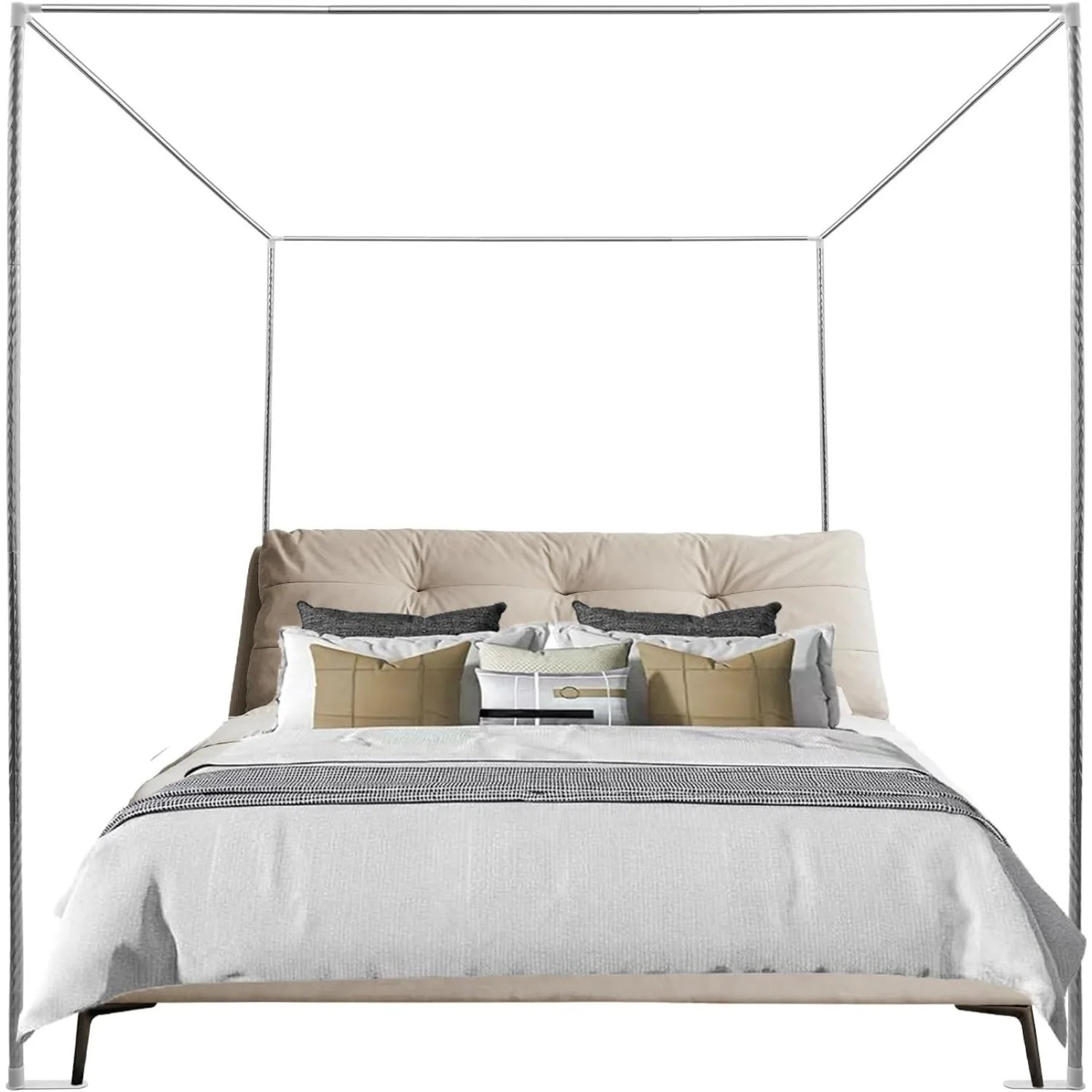Canopy Bed Frame Queen Size Canopy Bed Frame & Bed Poles Stainless Steel Suitable for Four-Corner Bed (Queen) Gift for Family/Friend