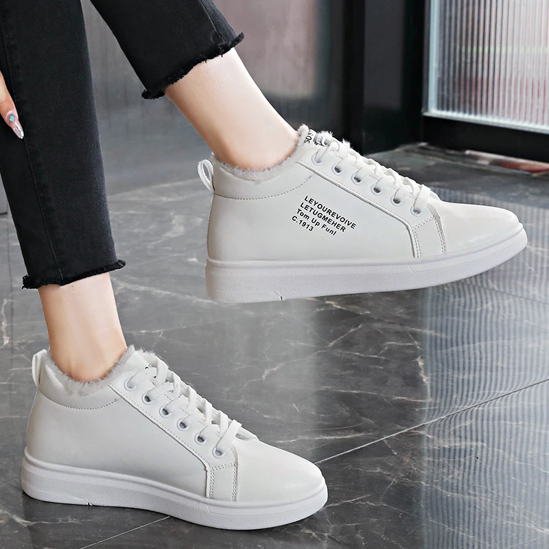 Neue Schnee Stiefel Winter Outdoor Frauen Schuhe Warme Pelz Plüsch Dame Casual Schuhe Lace Up Fashion Sneakers Plattform Schnee Stiefel