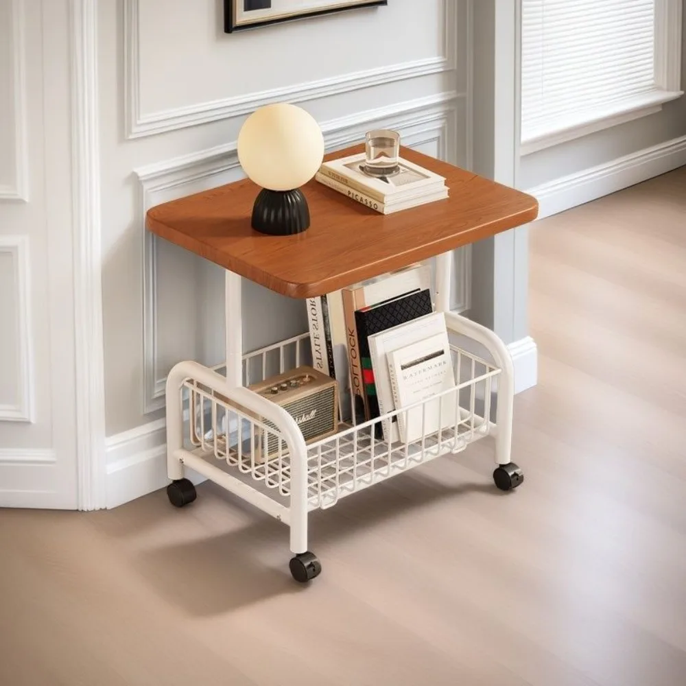 Couchtisch, beweglicher Beistelltisch für das Wohnzimmer, 360° ° Universelle Ecktische mit Rollen, feuchtigkeitsbeständige und langlebige Wohnmöbel