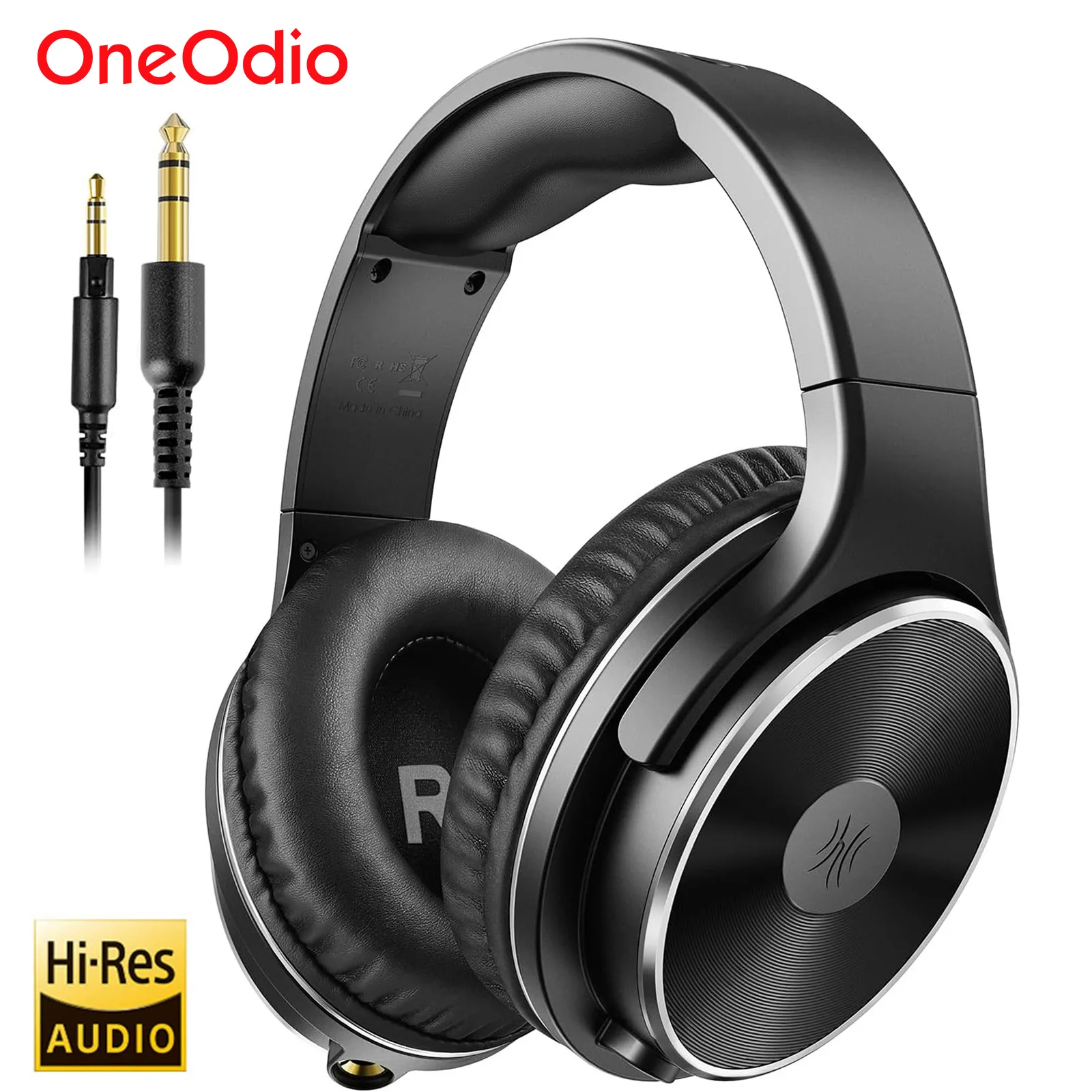 Oneodio Studio HIFI 3,5/6,35 mm kabelgebundene Kopfhörer, professionelle Monitor-Kopfhörer über dem Ohr, hochauflösendes DJ-Headset mit Mikrofon für Gitarre Image